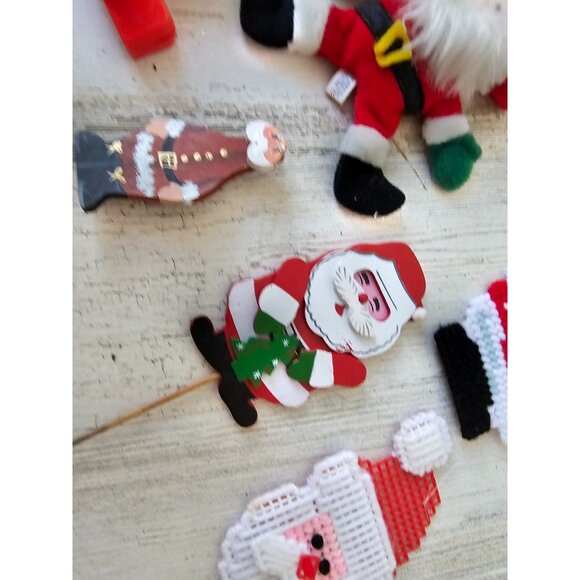 Vintage wooden Santa ornament set sled clause rustic country folk art shabby chi - Picture 9 of 9